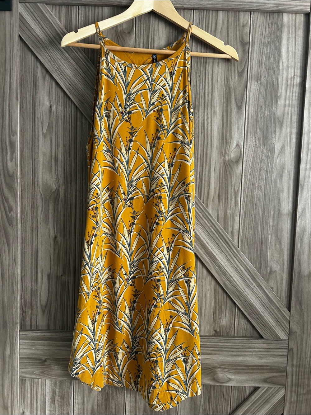 KUHL Lyra Dress Tuscan Sun Yellow Floral Mod Organic Spandex Blend M